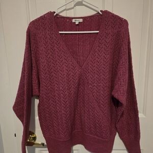 Reitmans Raspberry V-Neck Sweater